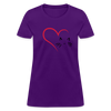 Heart Cat Cotton T-Shirt - purple