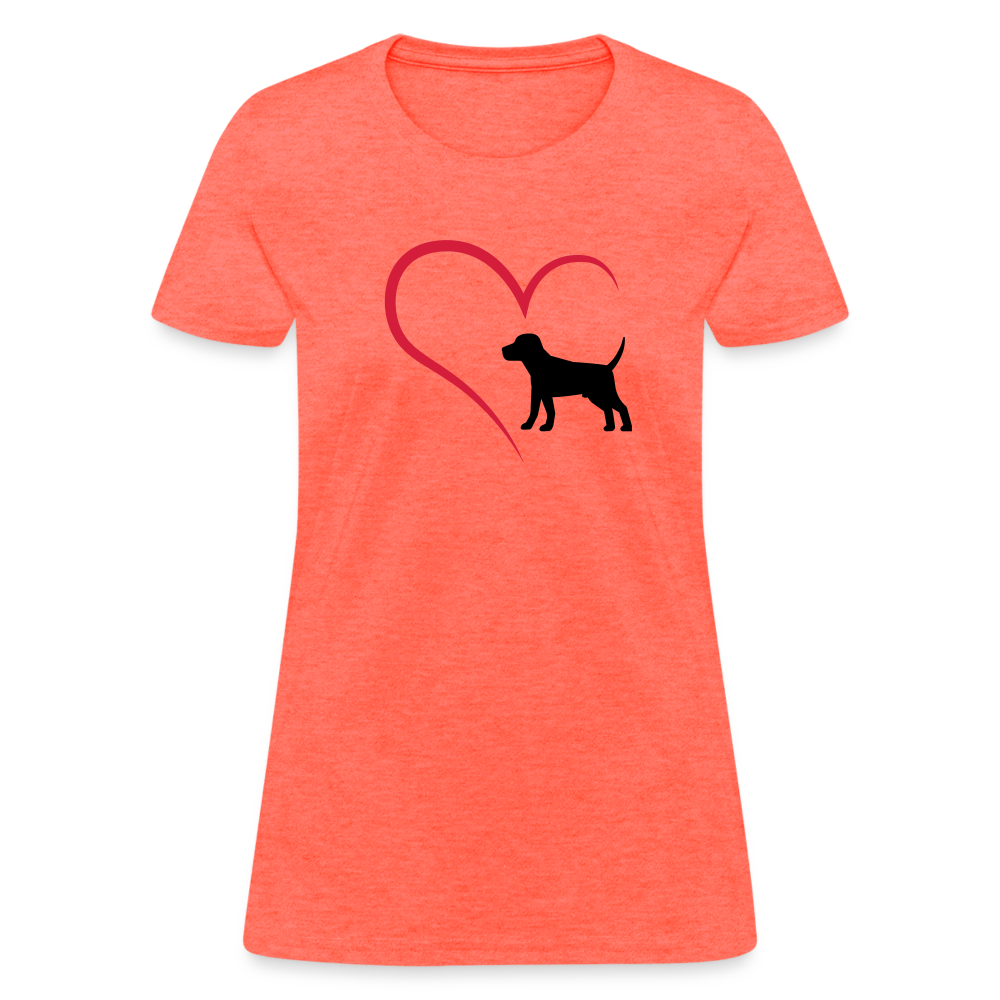 Heart Dog Cotton T-Shirt - heather coral