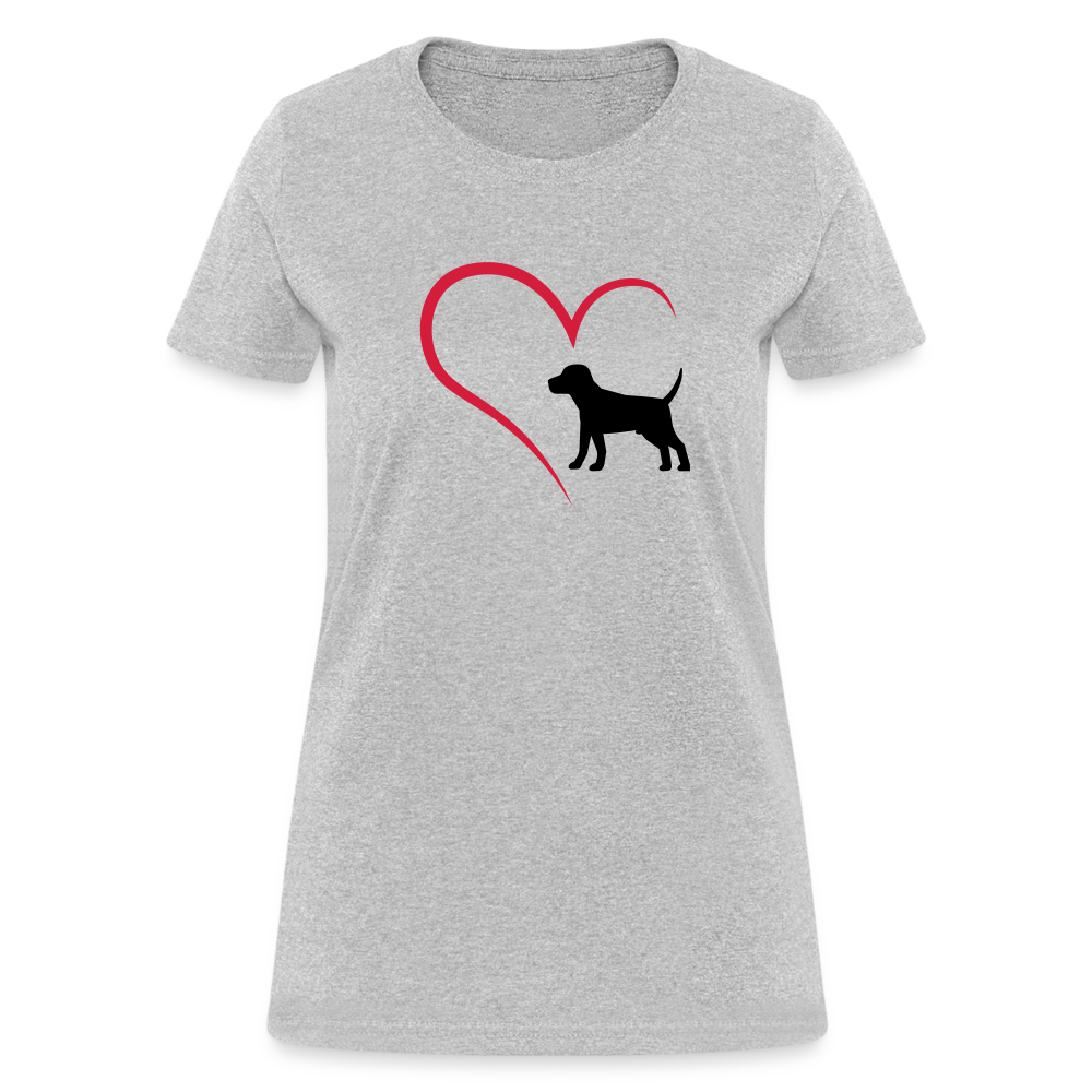 Heart Dog Cotton T-Shirt - heather gray