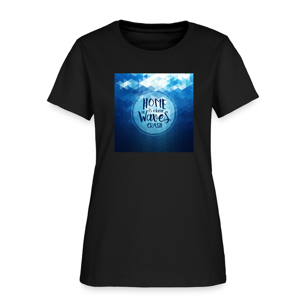 Home is Where the Waves Crash Cotton T-Shirt up to 3 XL - black