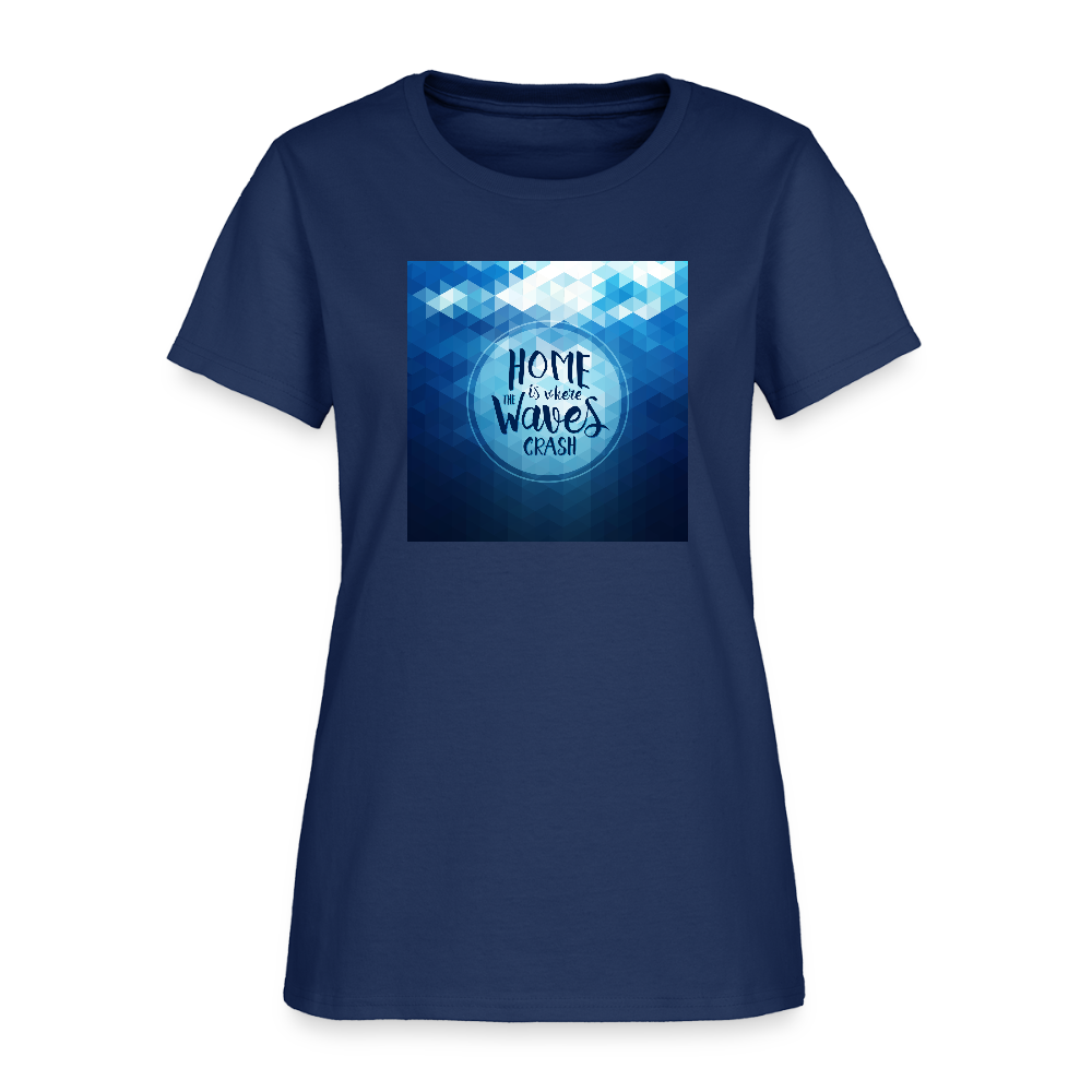 Home is Where the Waves Crash Cotton T-Shirt up to 3 XL -  blue dusk