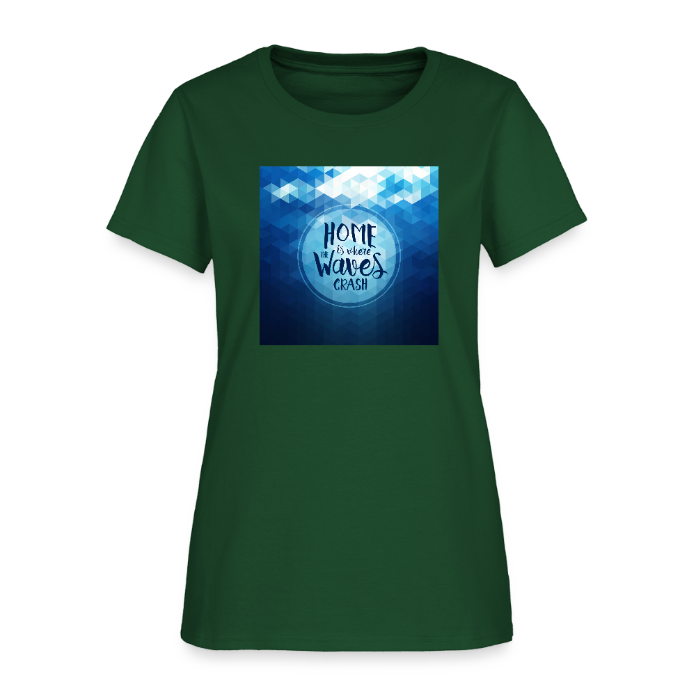 Home is Where the Waves Crash Cotton T-Shirt up to 3 XL - forest green