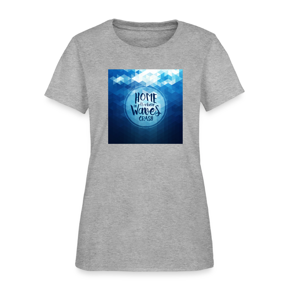 Home is Where the Waves Crash Cotton T-Shirt up to 3 XL - heather gray