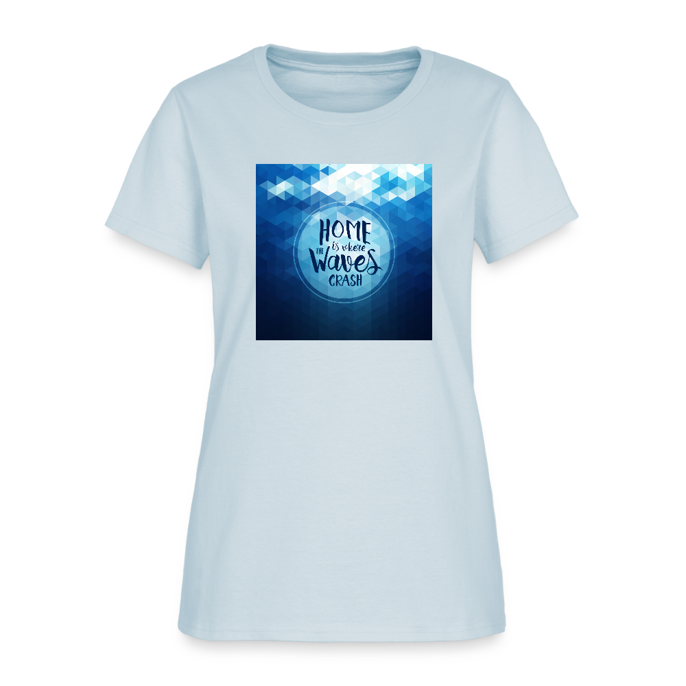 Home is Where the Waves Crash Cotton T-Shirt up to 3 XL - light blue