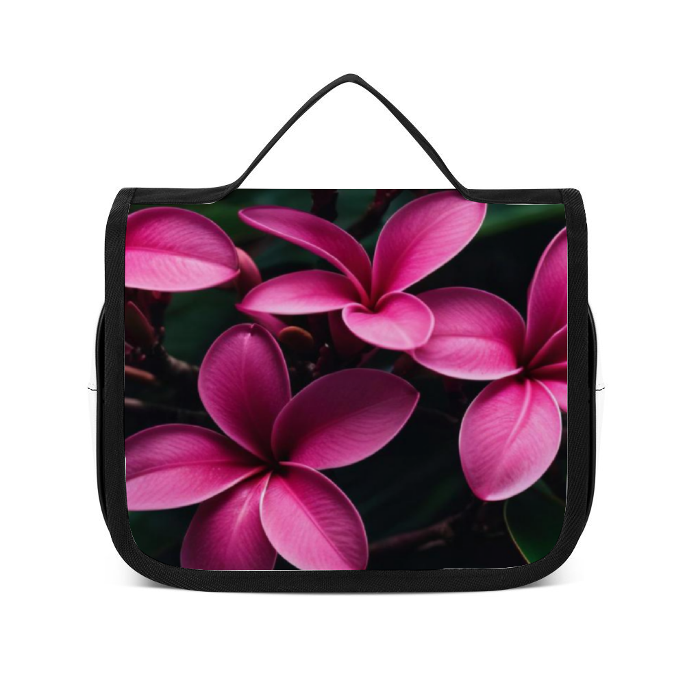 Hot Pink Frangipanis Waterproof Hanging Travel Toiletry Bag 1