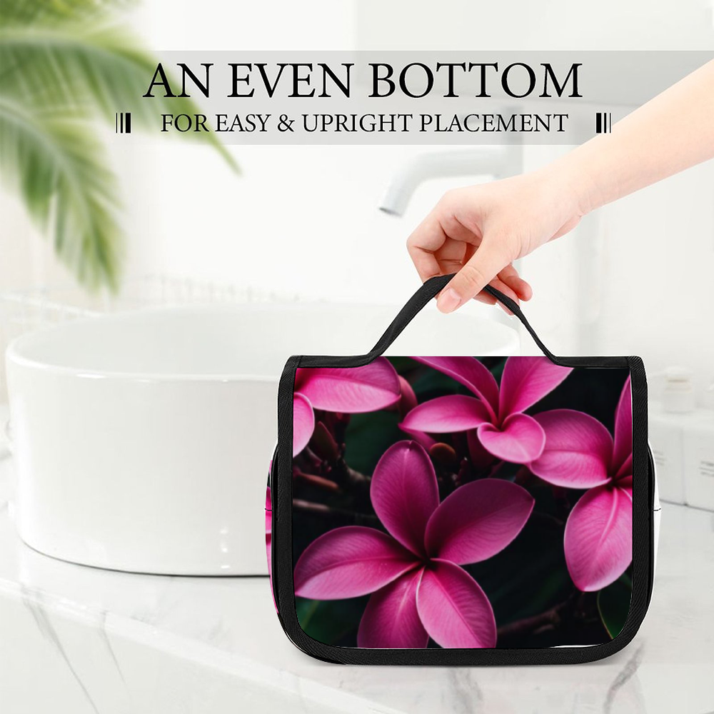 Hot Pink Frangipanis Waterproof Hanging Travel Toiletry Bag 5