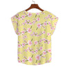 Japanese Pink Flowers Yellow Curved Hem Top Large to 5 XL (FWS) 2