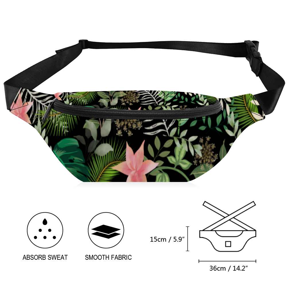 Jungle Black Unisex Waist Bag / Fanny Pack / Bum Bag 2