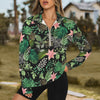 Jungle Black Zip Neck Long Sleeve Top up to 5 XL 1