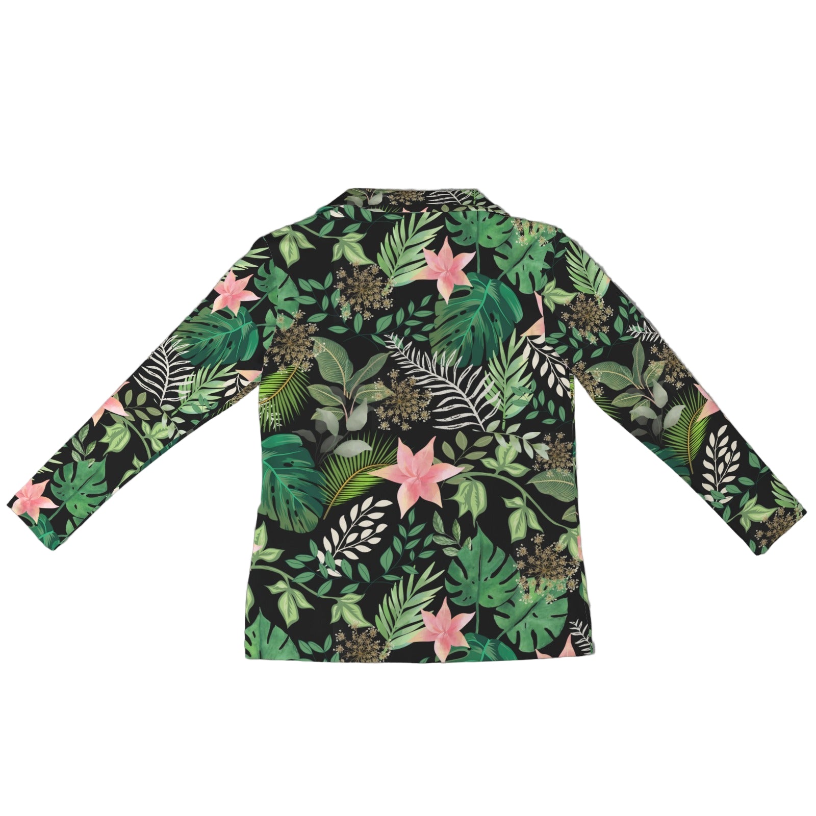 Jungle Black Zip Neck Long Sleeve Top up to 5 XL white back