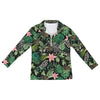 Jungle Black Zip Neck Long Sleeve Top up to 5 XL white front