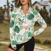 Jungle White Zip Neck Long Sleeve Top up to 5 XL 1