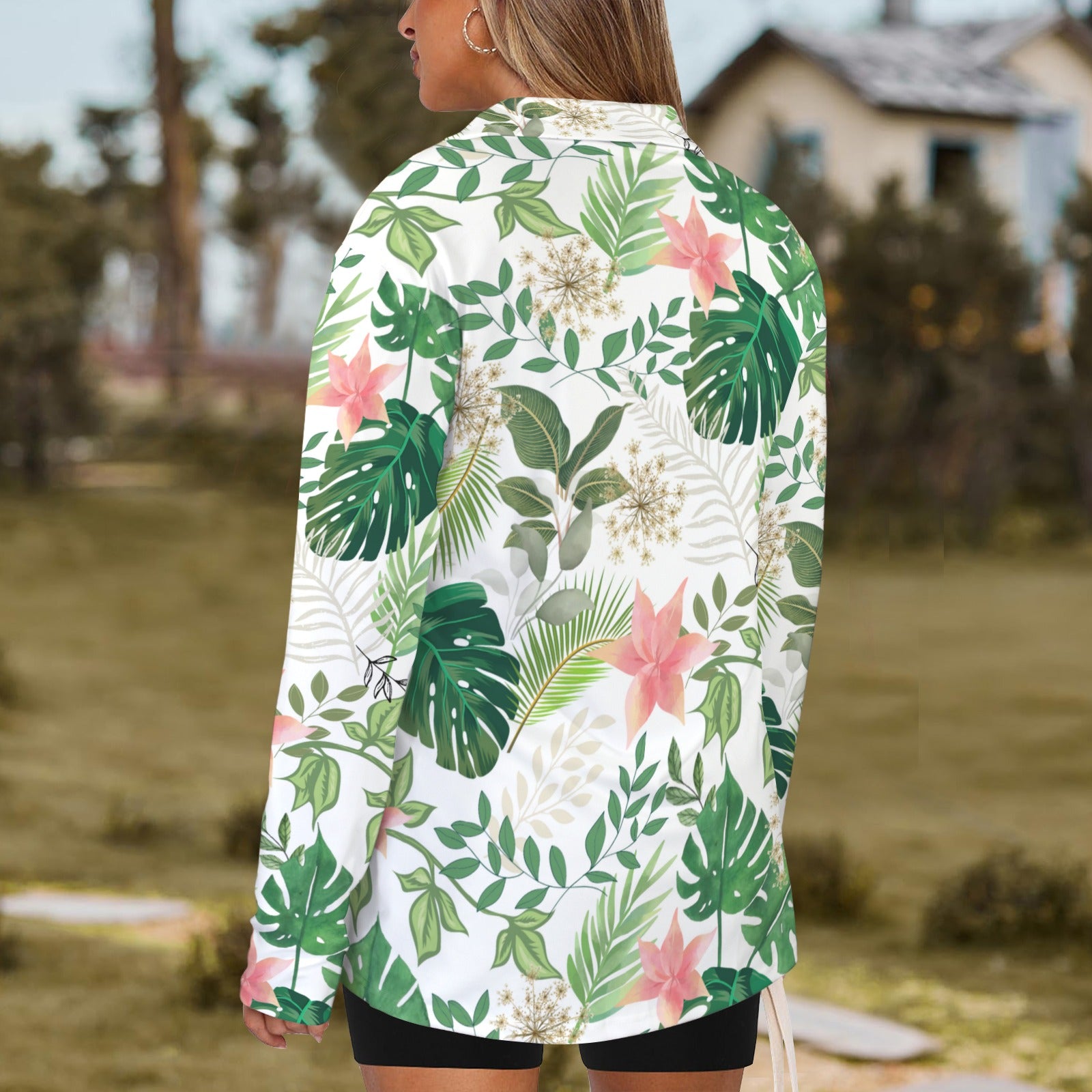 Jungle White Zip Neck Long Sleeve Top up to 5 XL 3