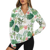 Jungle White Zip Neck Long Sleeve Top up to 5 XL white