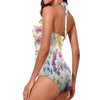 Large White Floral Women's Ruched Halter Neck Swimsuit up to 5 XL (FWS) 3