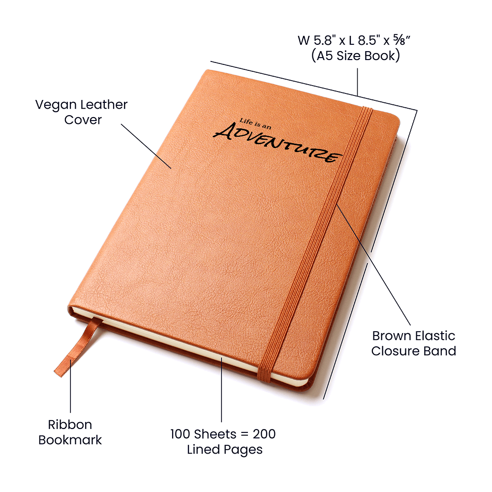Life is an Adventure Brown Vegan Leather Bound Journal 8