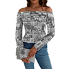 London Black and White Off Shoulder Slim Fit Long Sleeve Top up to 5 XL white