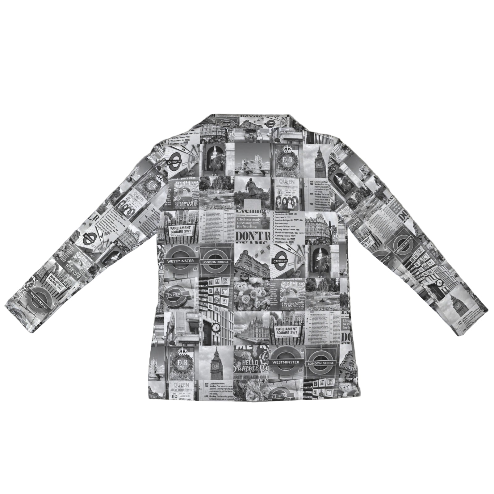London Black and White Zip Neck Long Sleeve Top up to 5 XL white back