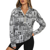 London Black and White Zip Neck Long Sleeve Top up to 5 XL white