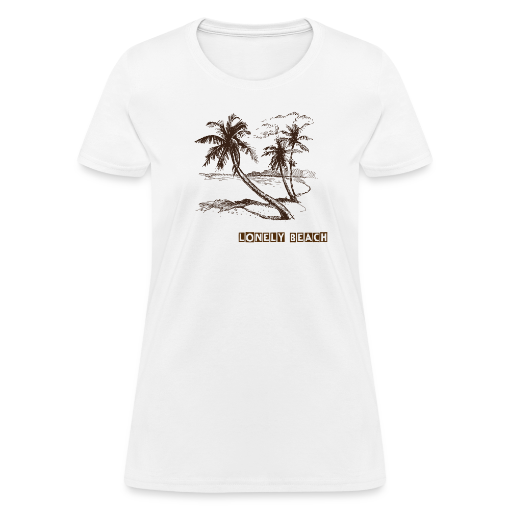 Lonely Beach Women's Cotton T-Shirt - white