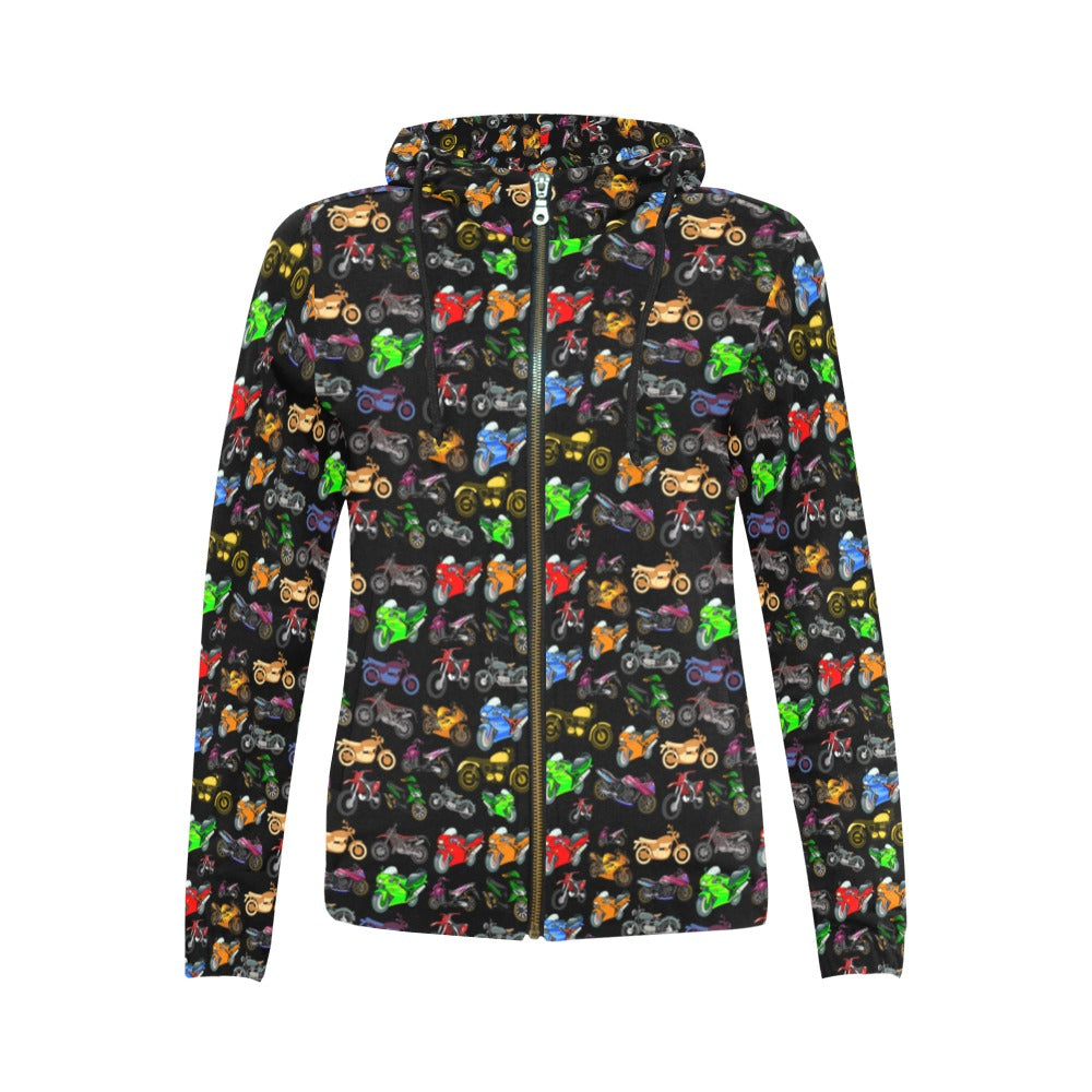 Motorbikes Black Full Zip Hoodie up to 2 XL 3