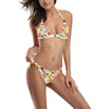 Multi Frangipani Black Halter Neck Bikini with Front Buckle up to 5 XL (FWS) 1