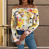 Multi Frangipani Black Off Shoulder Slim Fit Long Sleeve Top up to 5 XL 1