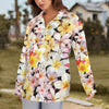 Multi Frangipani Black Zip Neck Long Sleeve Top up to 5 XL 3