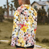 Multi Frangipani Black Zip Neck Long Sleeve Top up to 5 XL 4