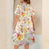 Multi Frangipani White Casual Dress With Pockets up to 5 XL (FWS) 4