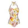 Multi Frangipani White Halter Neck Swimsuit up to 2 XL (FWS) 2