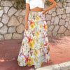 Multi Frangipani White Three Tier Long Skirt up to 5 XL (FWS) 1