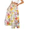Multi Frangipani White Three Tier Long Skirt up to 5 XL (FWS) white
