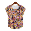 Multi Frangipanis Black Curved Hem Top Large to 5 XL (FWS) 1