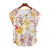 Multi Frangipanis White Curved Hem Top Large to 5 XL (FWS) 1