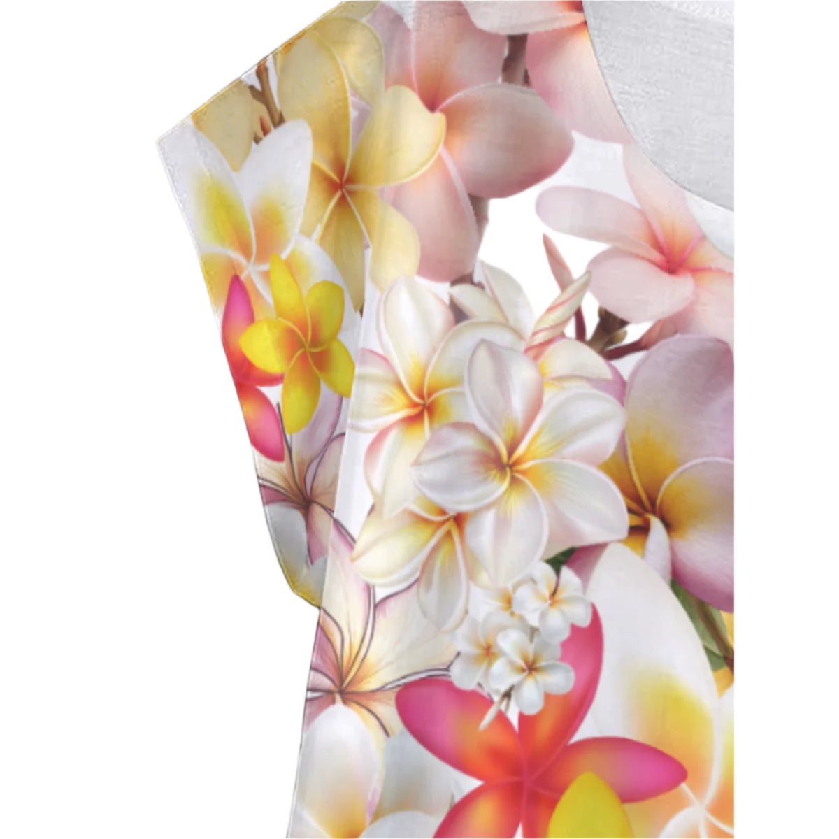 Multi Frangipanis White Curved Hem Top Large to 5 XL (FWS) 3