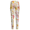 Multi Frangipanis White High Waist Long Leggings With Side Pockets up to 6 XL 2
