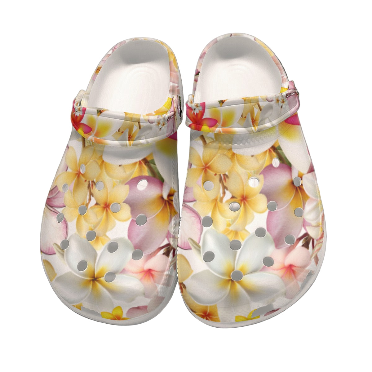 Multi Frangipanis White Rubber Shoes up to size 12 1