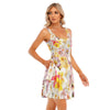Multi Frangipanis White Tank Vest Dress with Pockets up to 5 XL (FWS) 3