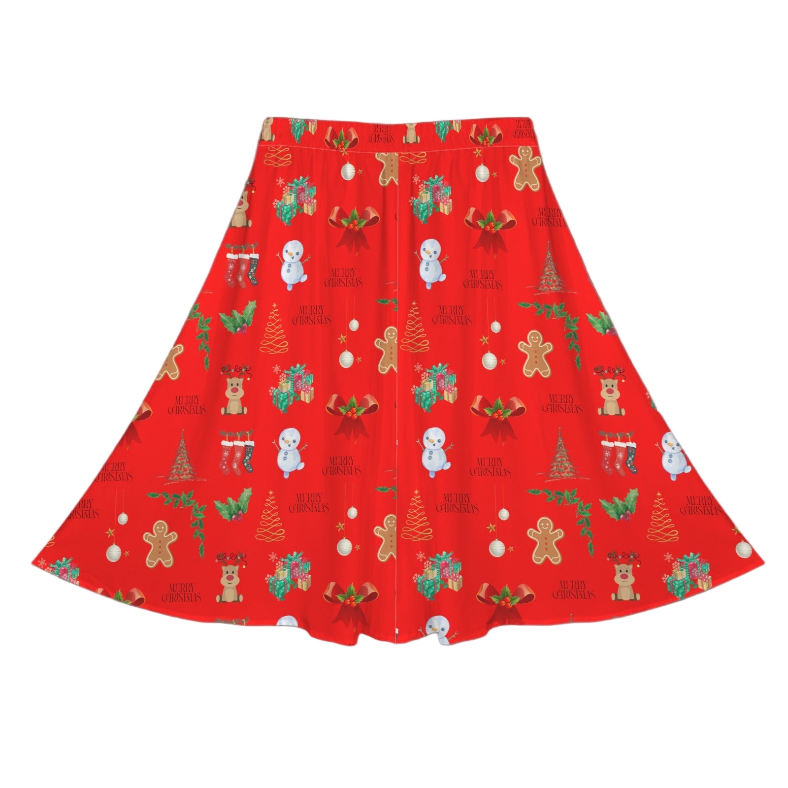 New Christmas Red Mid Length Skirt with Pockets up to 5 XL (FWS) 5