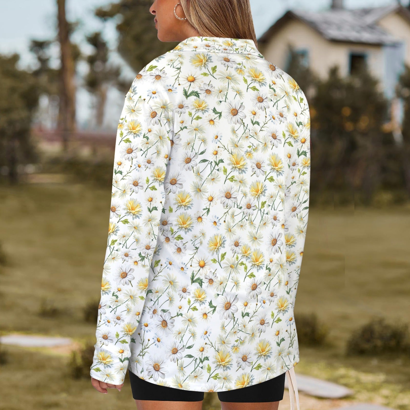 New Daisies Zip Neck Long Sleeve Top up to 5 XL 4