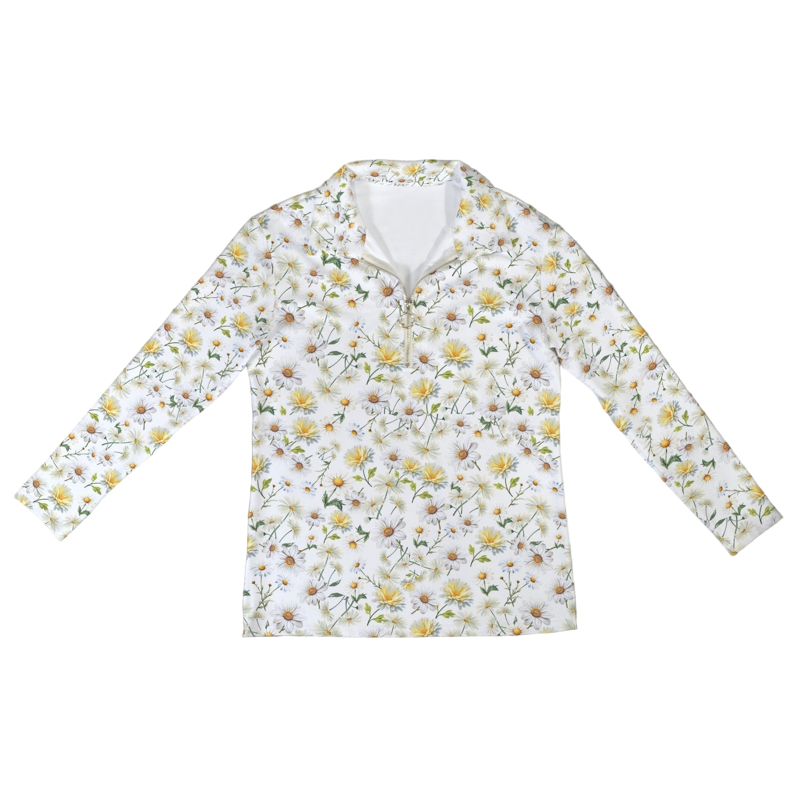 New Daisies Zip Neck Long Sleeve Top up to 5 XL 4 white
