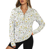 New Daisies Zip Neck Long Sleeve Top up to 5 XL white