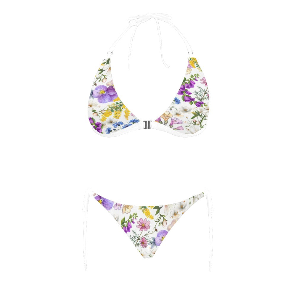New Large White Floral Halter Neck Bikini with Front Buckle up to 5 XL (FWS) 4