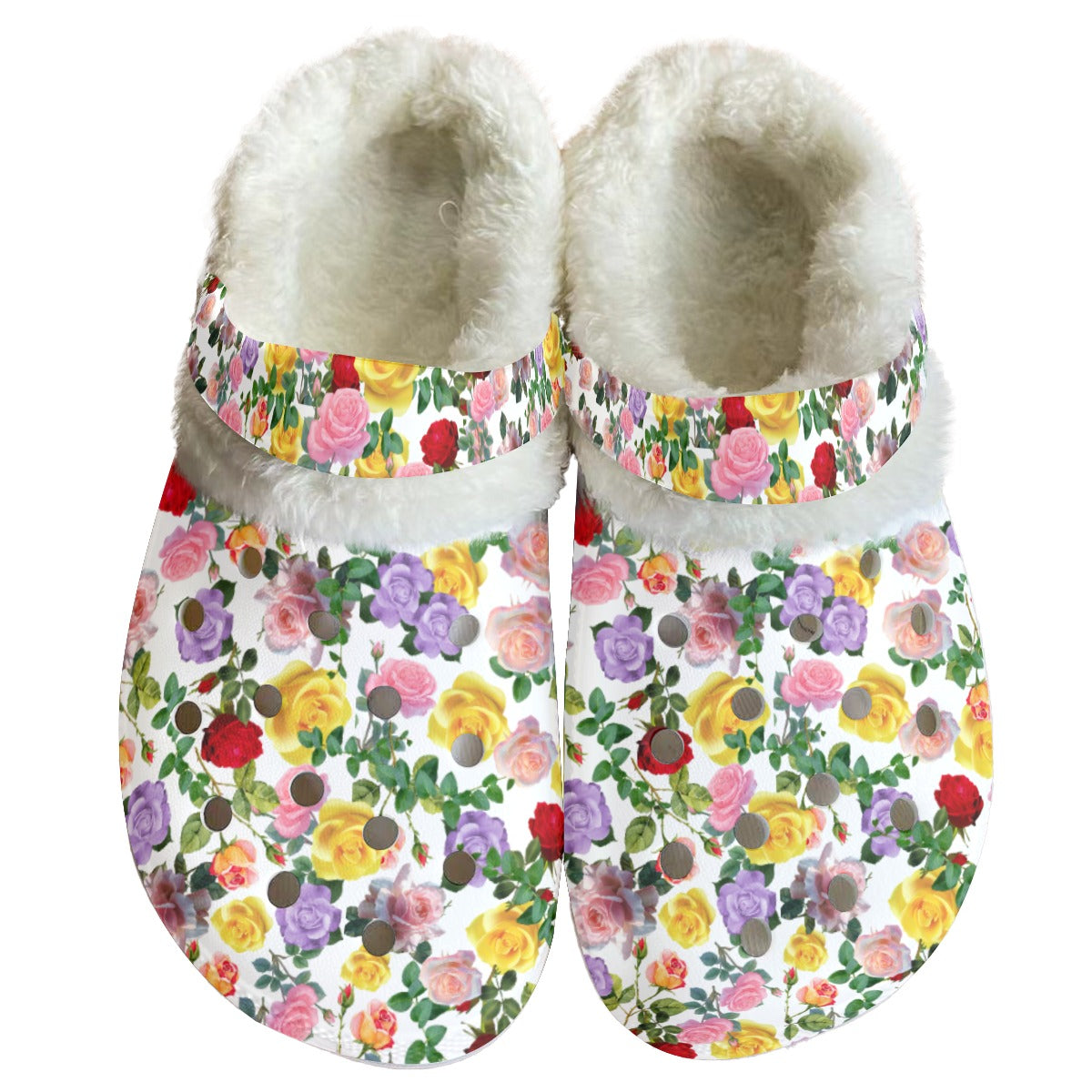 New Roses Rubber Shoes with White Fleece up to Size 12