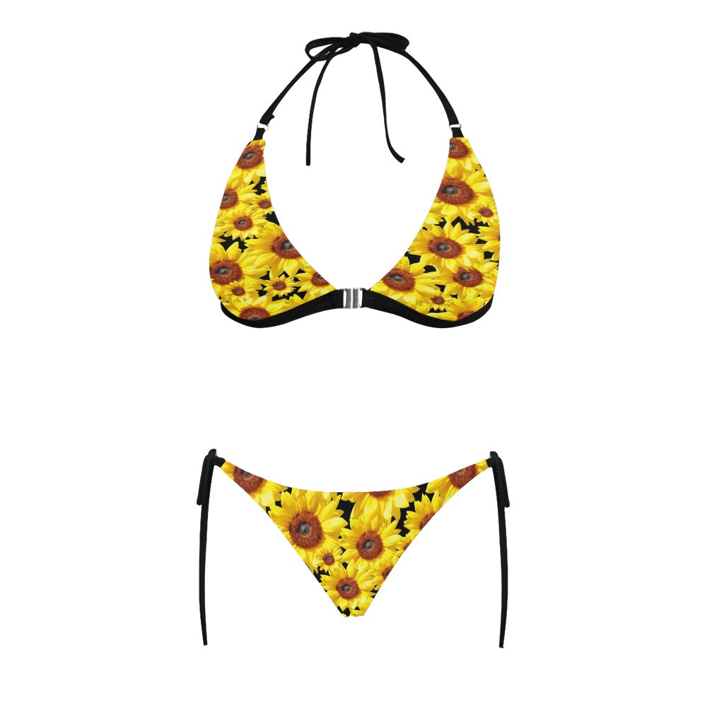 New Sunflowers Black Halter Neck Bikini with Front Buckle up to 5 XL (FWS) 4