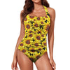 New Sunflowers Black Women's Ruched Halter Neck Swimsuit up to 5 XL (FWS) 1