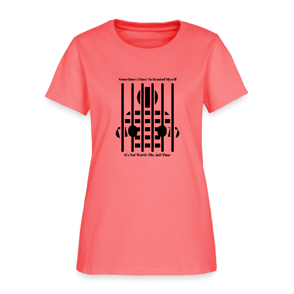 Not Worth the Jail Time 2 Cotton T-Shirt - coral