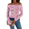 Off Shoulder Slim Fit Long Sleeve Top up to 5 XL white