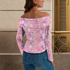 Off Shoulder Slim Fit Long Sleeve Top up to 5 XL 3